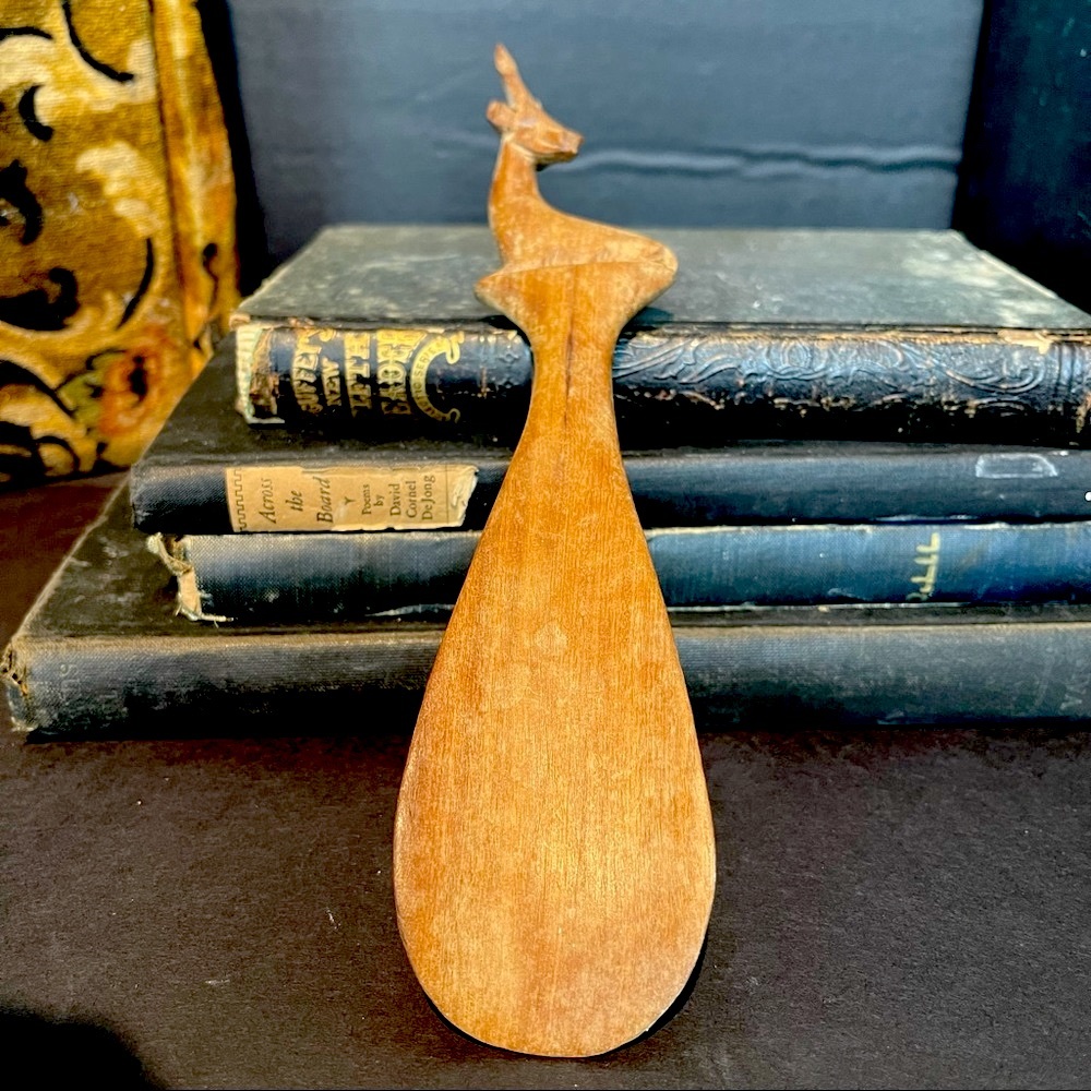 vintage hand carved gazelle shoehorn
